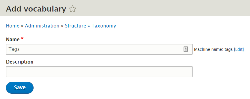 add vocabulary in drupal taxonomy