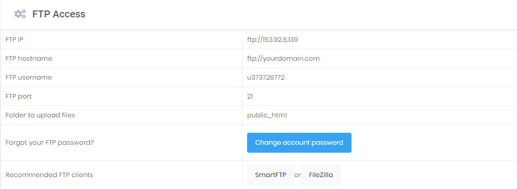 This is how you collect FTP details in hPanel.