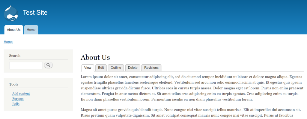 creating about us page on drupal