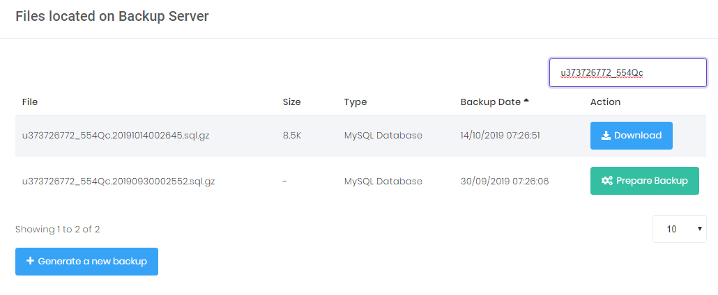 This is how you download mysql database backup via hpanel.