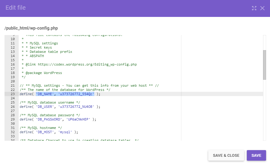 This is how you find the database name of your WordPress site in wp-config.php