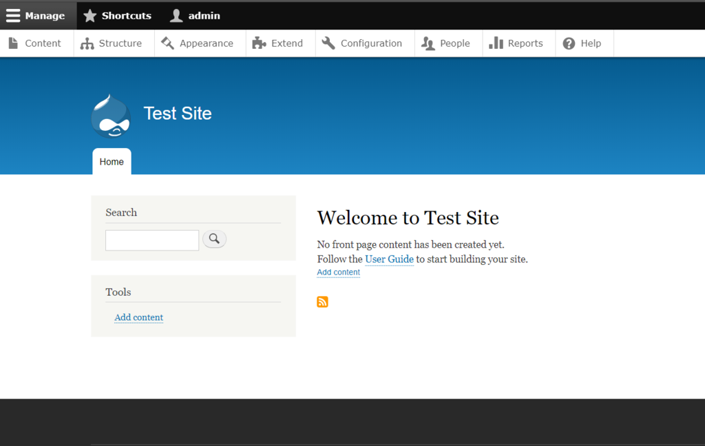 screenshot of admin dashboard in drupal