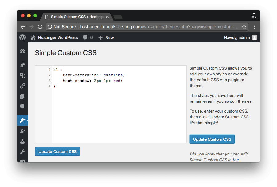 Cara membuat CSS sendiri di editor interface