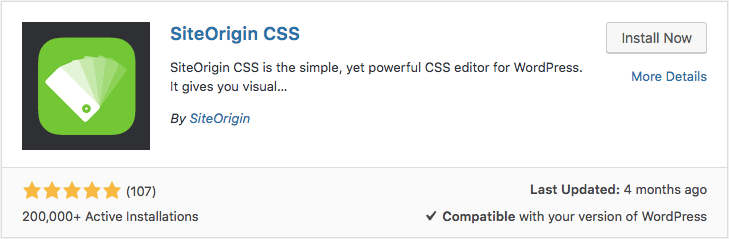 Install Custom CSS WordPress. SiteOrigin CSS, via dashboard