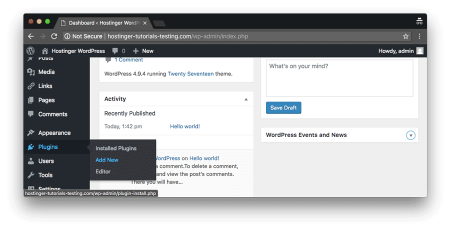 Plugin custom CSS WordPress dapat dengan mudah diinstall via WP Dashboard->Plugins->Add New section