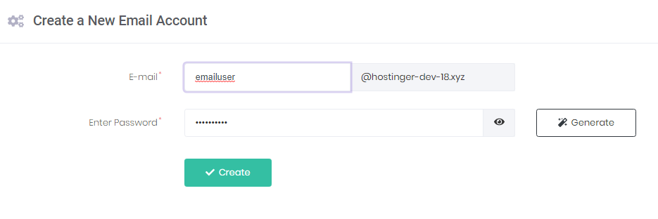 This image shows how you can create a new Hostinger email account.