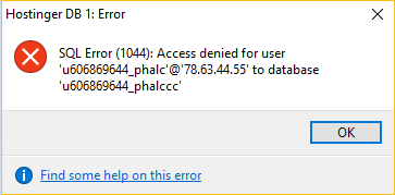 Access denied for user to database error in HeidiSQL