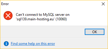 Error can t connect to local mysql server