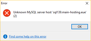 Unknown MySQL server host error in HeidiSQL