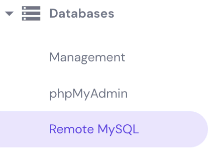 Remote MySQL connection section in hPanel