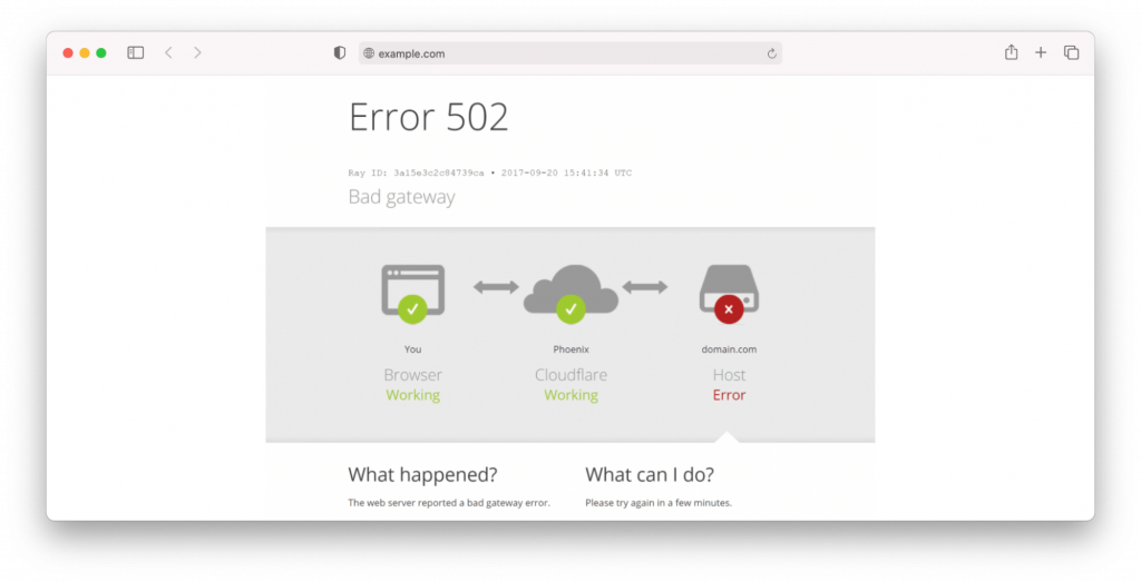 502 bad gateway error