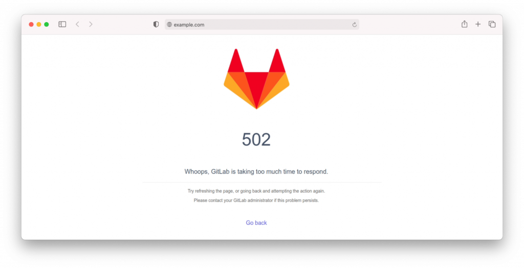 Gitlab 502 error page