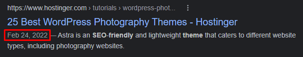 Date example on Google Search