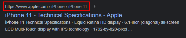 Google Search breadcrumbs example