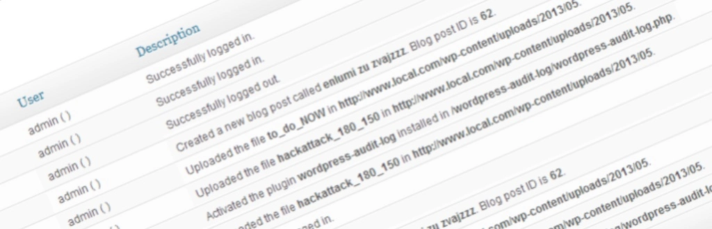 WP Audit Security Log screenshot