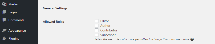 Choosing which roles to enable the feature for.
