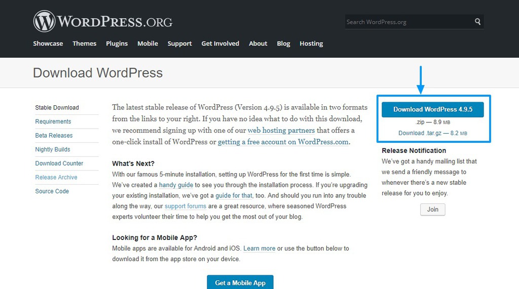 download latest version of wordpress