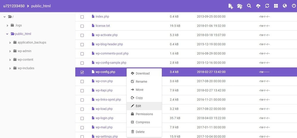 hostinger file manager