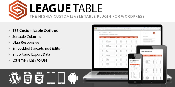 League Table WordPress Table Plugin Banner