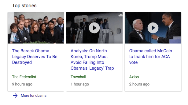 Examples of a Schema markup for the keyword "Obama"