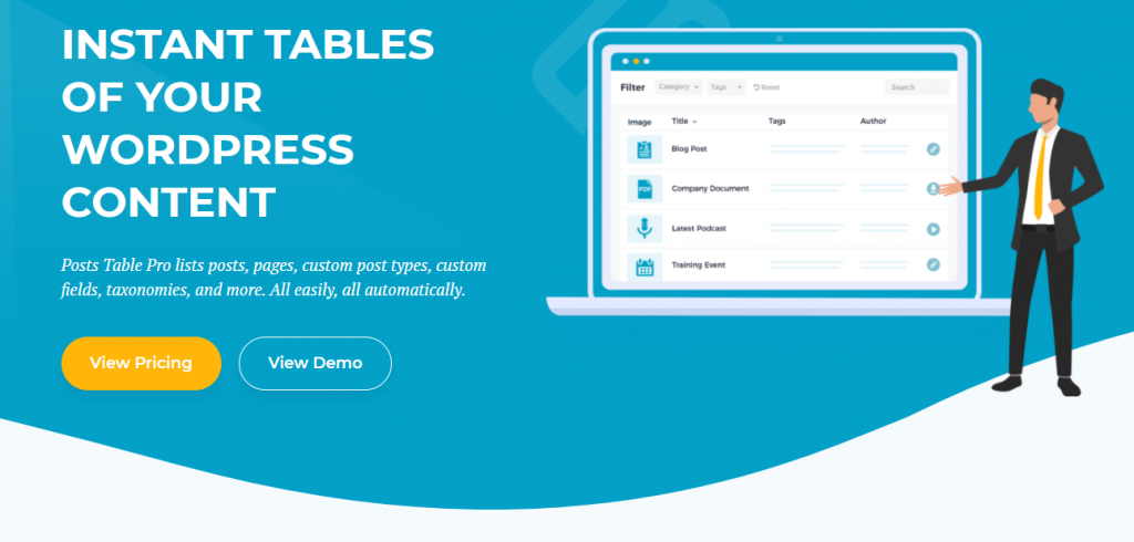 Posts Table Pro WordPress Table Plugin Homepage