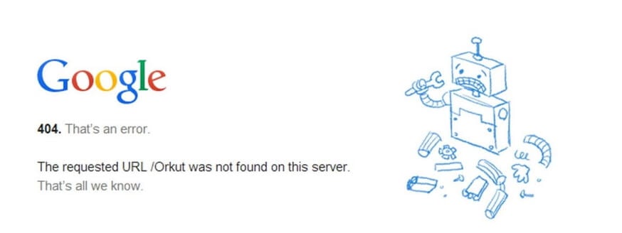 A Google Chrome 404 error.