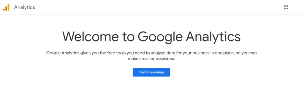 Screenshot of the Google Analytics homepage