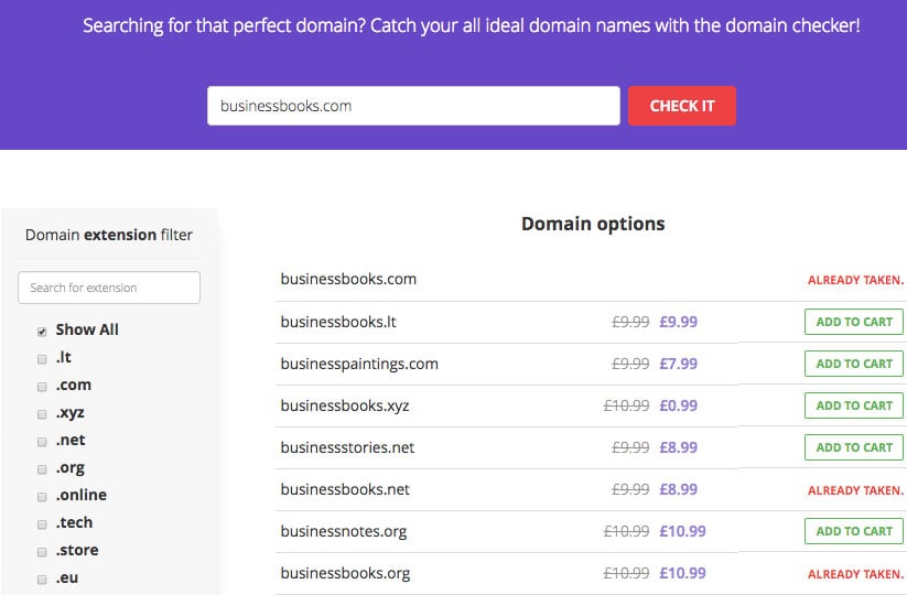 Searching for a new domain name using domain checker tool