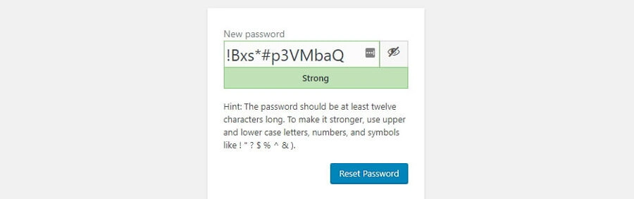 WordPress suggesting a new password for you.