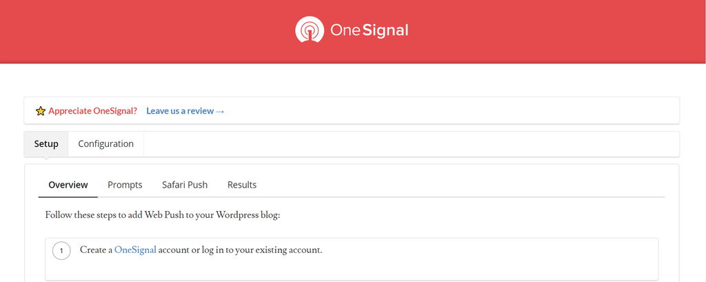 Screenshot of the OneSignal dashboard