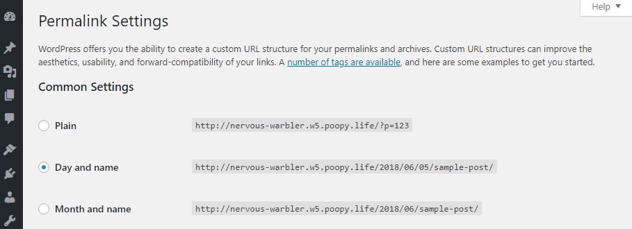 Changing your WordPress permalink structure.