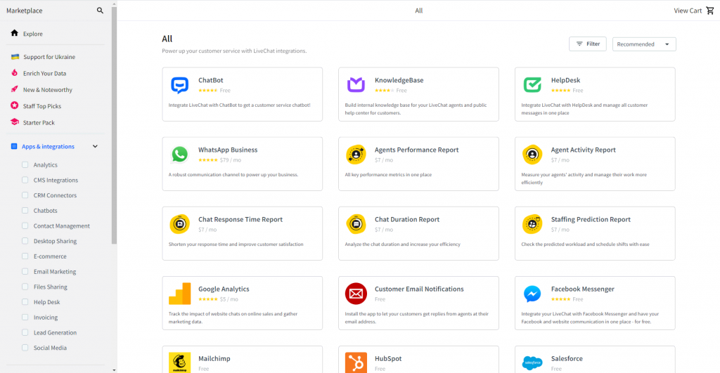 Additional applications and integration options for LiveChat
