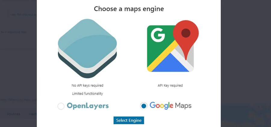 Choosing your maps engine.