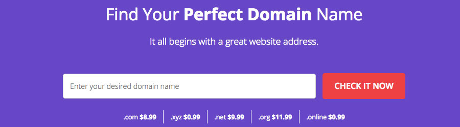Paso 1 de cómo comprar un nombre de dominio: Buscar disponibilidad