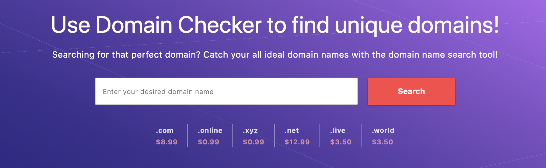 Step one of how to buy a domain name - looking up availability