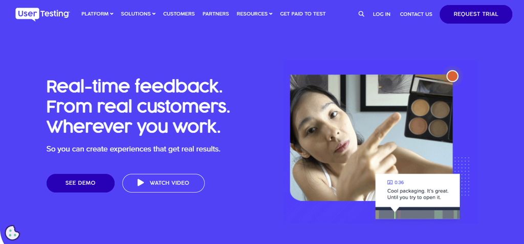 A screenshot showing UserTesting's homepage