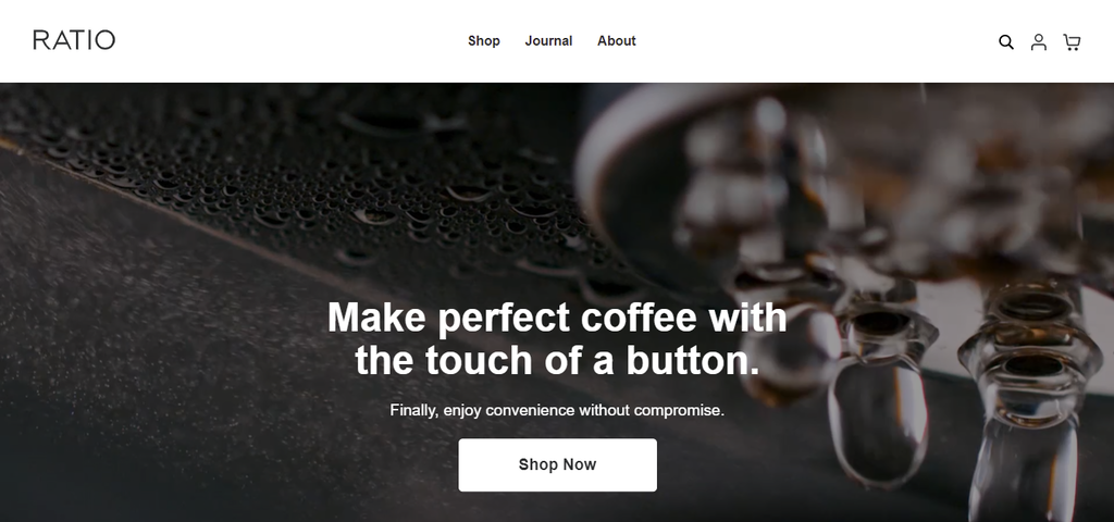 Uno screenshot che mostra la homepage di Ratio