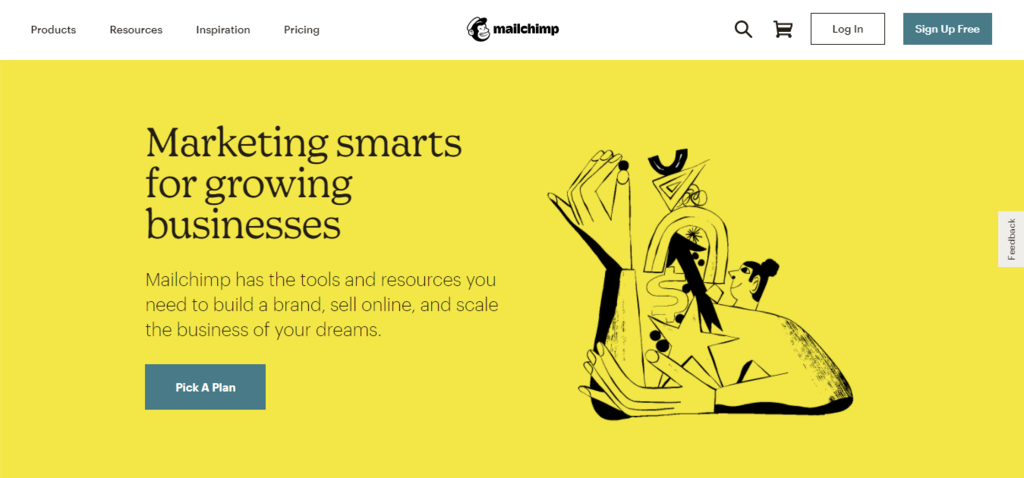 A screenshot showing Mailchimp's homepage