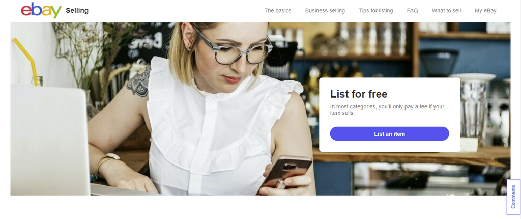 A screenshot showing eBay's homepage