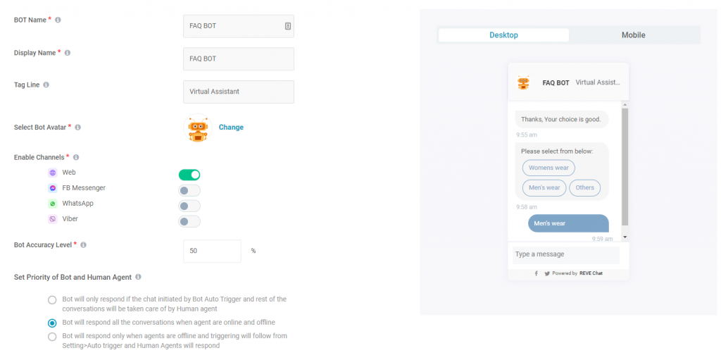 Reve Chat bot builder
