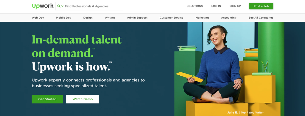 Página inicial do Upwork.