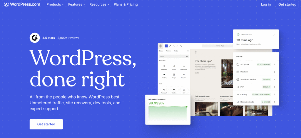 WordPress.com's website homepage