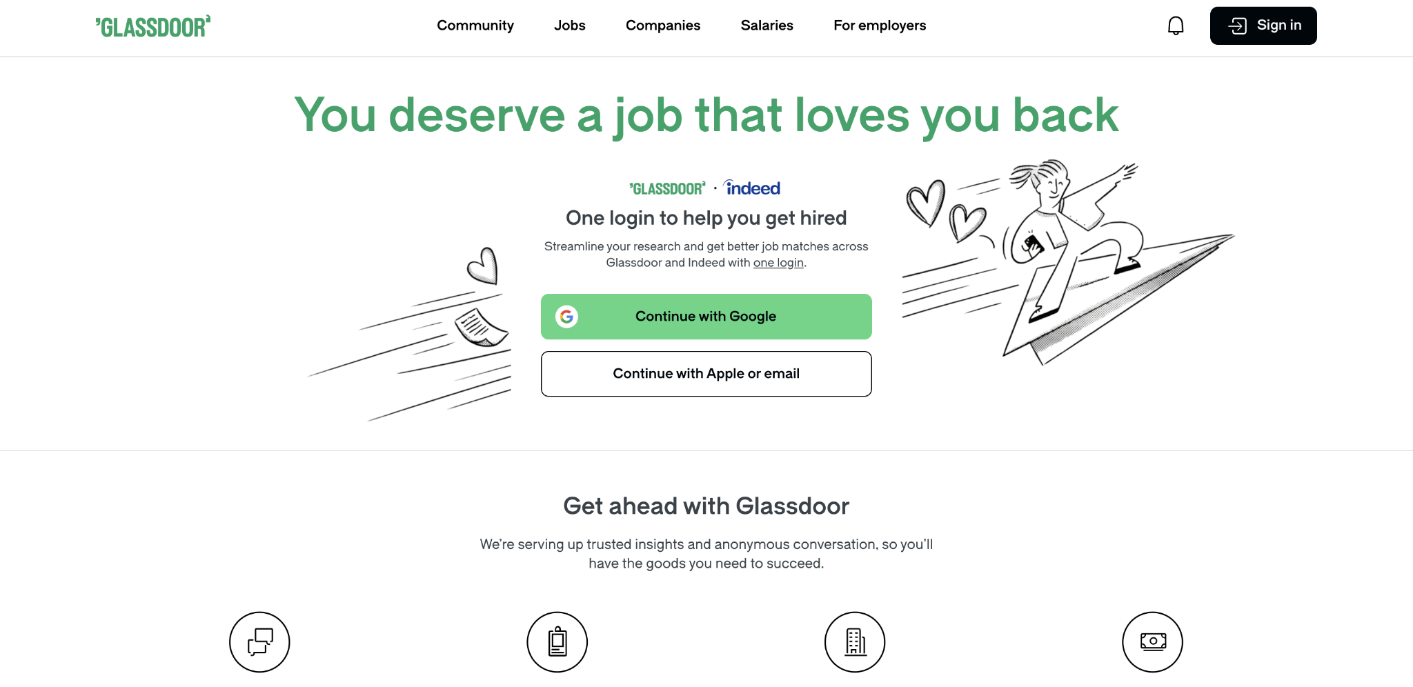 Glassdoor home page