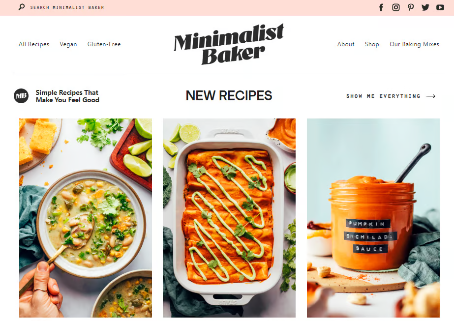 Minimalist Baker home page