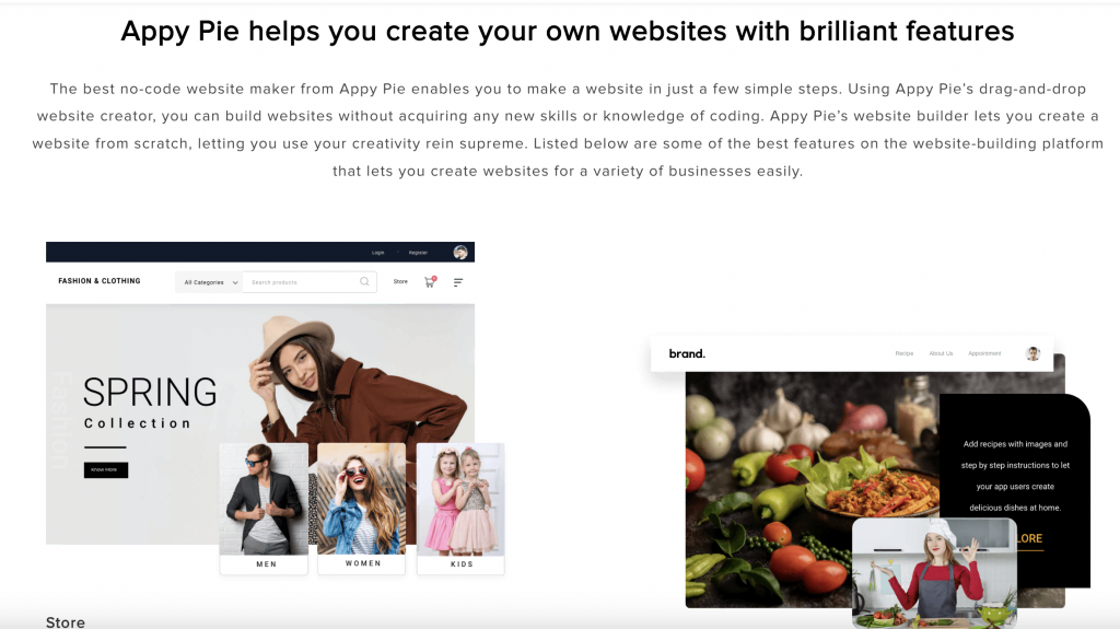 Appypie create your own website key features