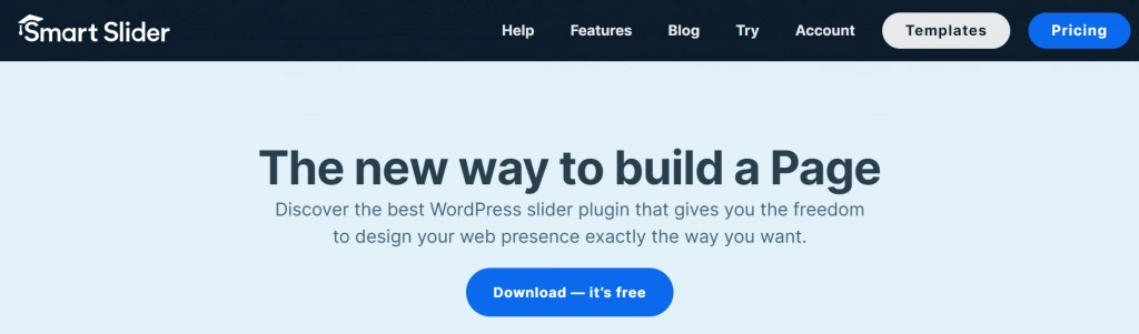 The homepage of Smart Slider 3, a WordPress slider plugin that gives you the freedom to design your web presence exactly the way you want
