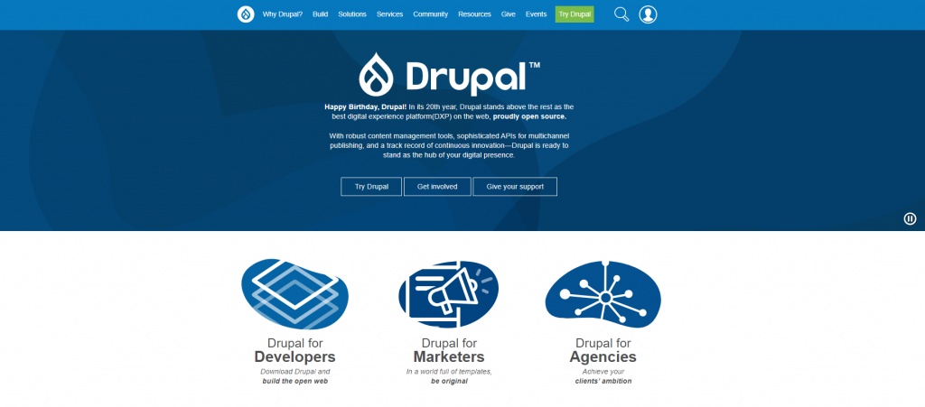 Drupal landing page.