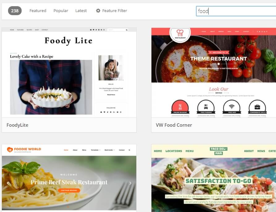 những theme cho food blog