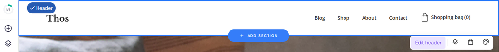 Hostinger Website Builder 的界面,突出显示了编辑标题