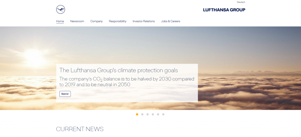Lufthansa landing page.